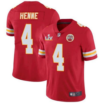 Super Bowl LV 2021 Men Kansas City Chiefs 4 Chad Henne Red Limited Jersey